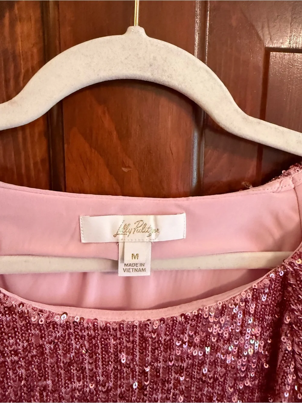 Lilly Pulitzer Pink Sequin Short-Sleeve Top